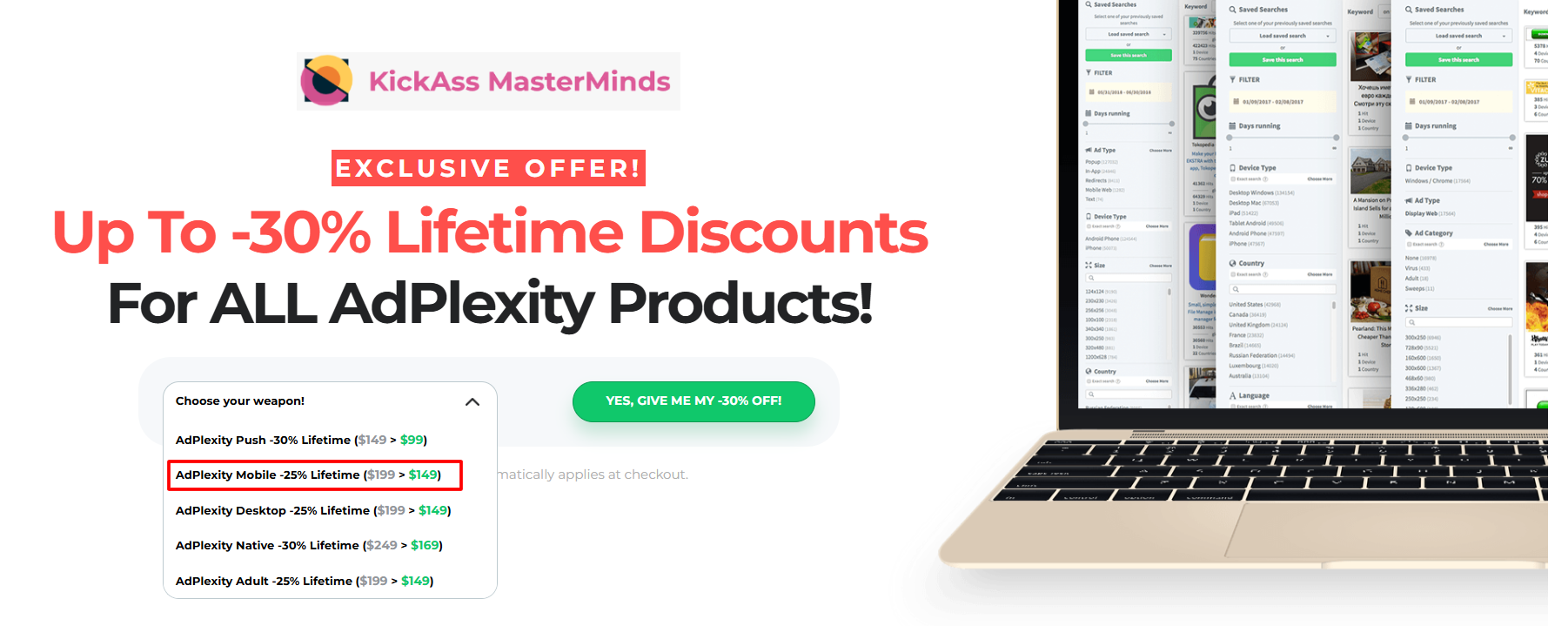 AdPlexity Mobile 25% off Lifetime Discount