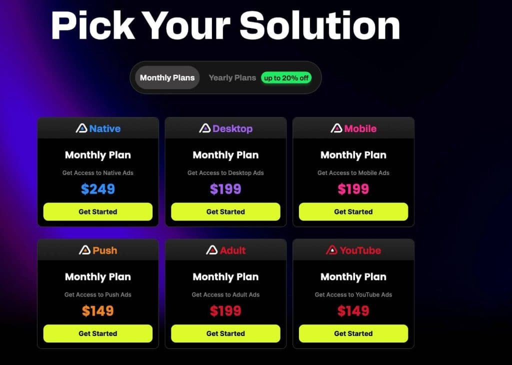 AdPlexity Pricing Plans