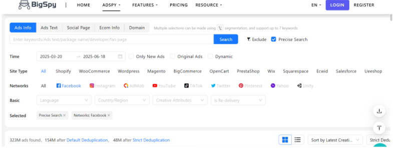 Bigspy - Advanced Search